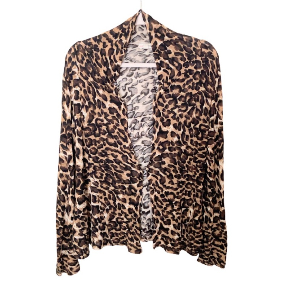 Zenana Outfitters Leopard Print Top Cardigan